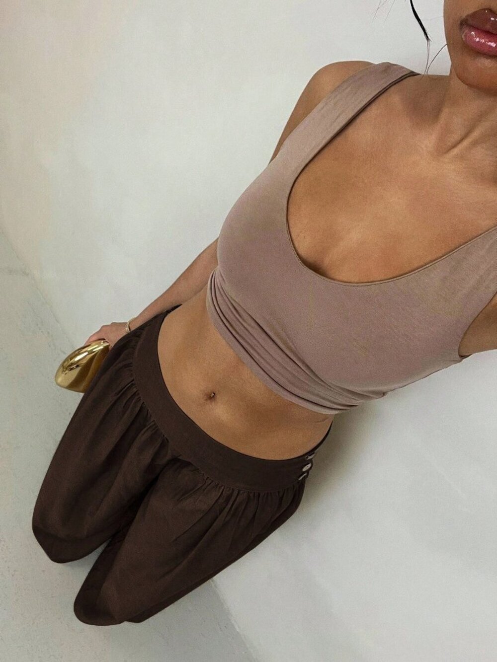 Coffee Brown Casual Women's Low-Waist Leg Pants - Picture 6 of 6
